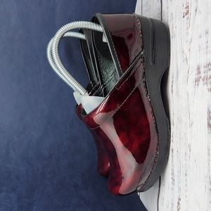 Dansko Burgundy Patent Leather Mules